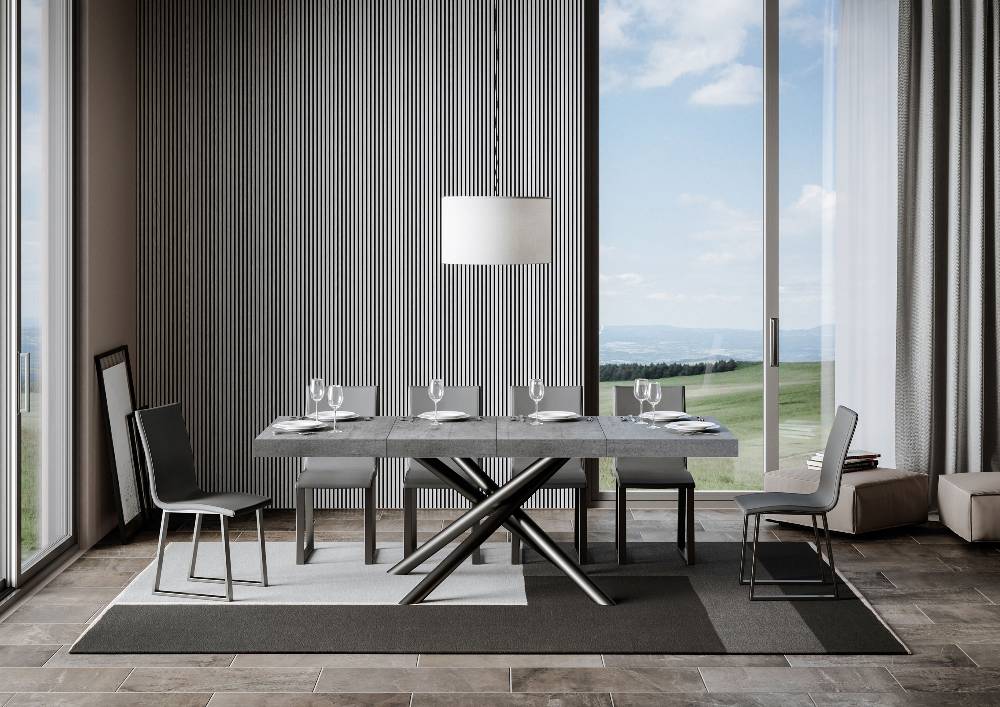 Itamoby Tavolo allungabile 90×120/224 cm Famas Premium Cemento telaio Antracite Qualità Garantita