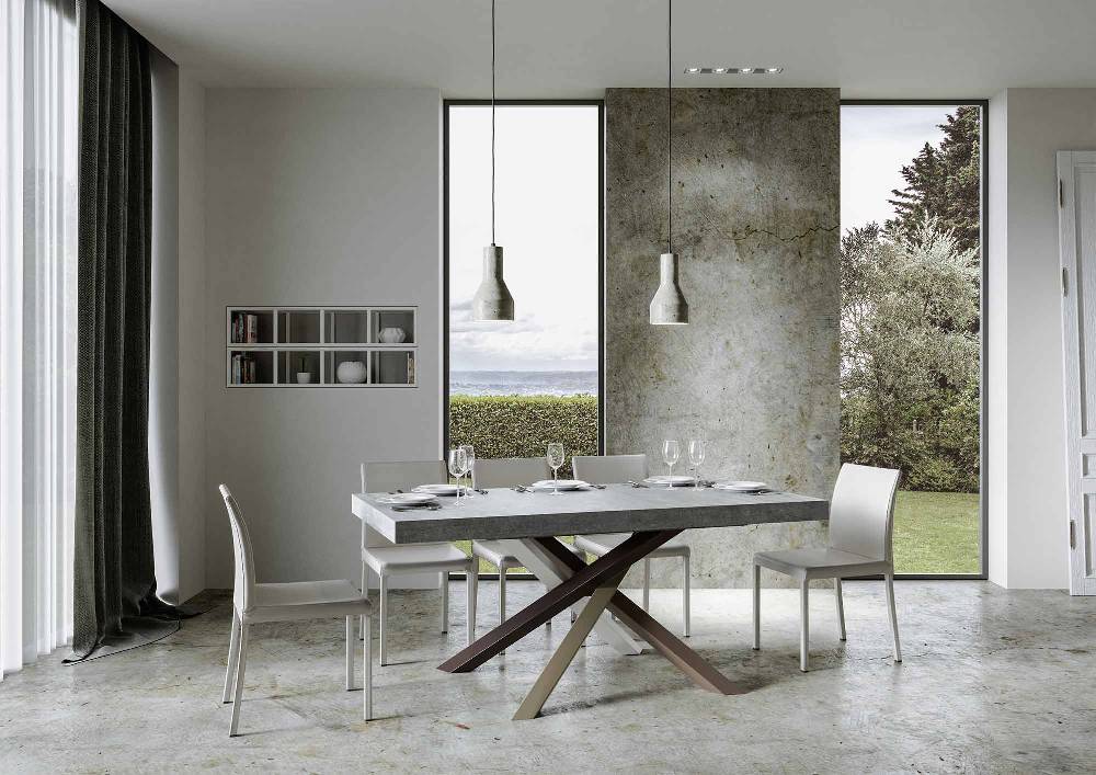 Itamoby Tavolo allungabile 90×160/264 cm Volantis Premium Cemento telaio 4/C Prezzo Ridotto