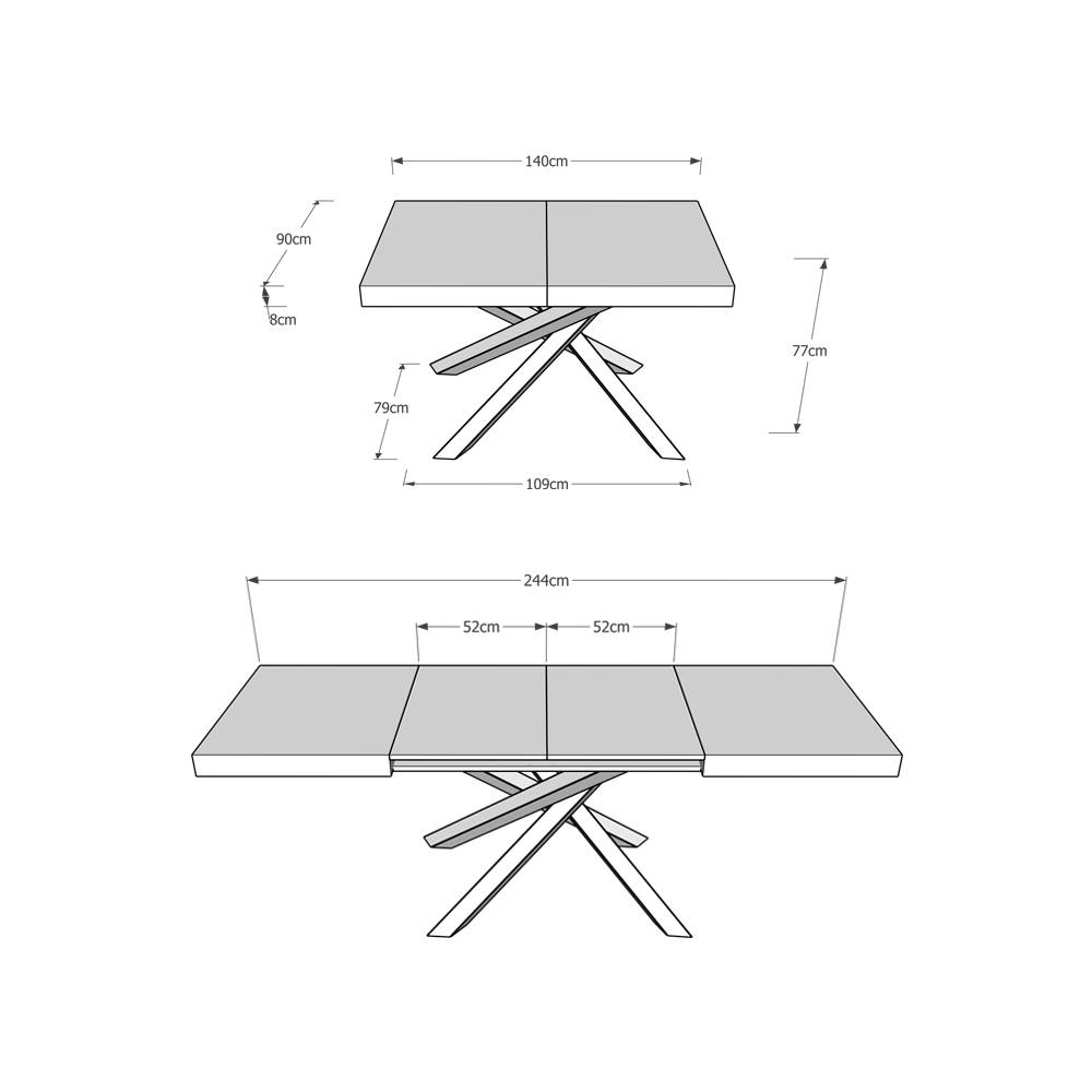 Itamoby Tavolo allungabile 90×140/244 cm Volantis Premium Noce telaio 4/C Convenienza