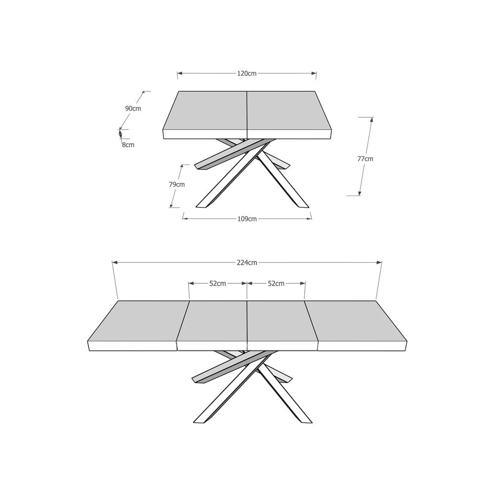 Itamoby Tavolo allungabile 90×120/224 cm Volantis Premium Quercia Natura telaio 4/C Offerte