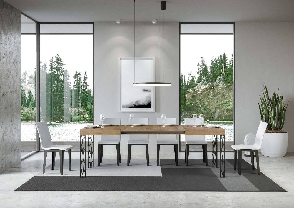 Itamoby Tavolo Ghibli Allungabile piano Quercia Natura 90×130 Allungato 234 telaio Antracite Nuova