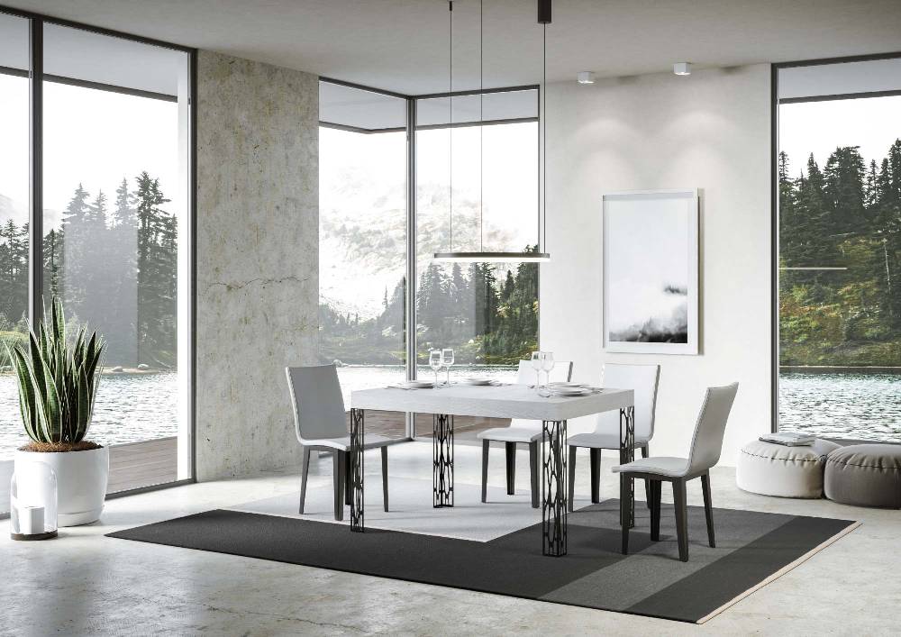 Itamoby Tavolo Ghibli Allungabile piano Bianco Frassino 90×130 Allungato 234 telaio Antracite Moda