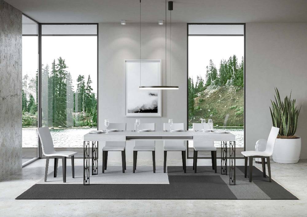 Itamoby Tavolo Ghibli Allungabile piano Bianco Frassino 90×130 Allungato 234 telaio Antracite Moda