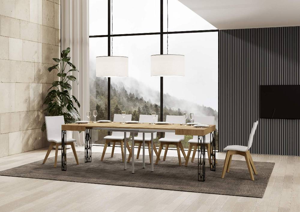Itamoby Tavolo Ghibli Allungabile piano Quercia Natura 90×90 Allungato 246 telaio Antracite Italia