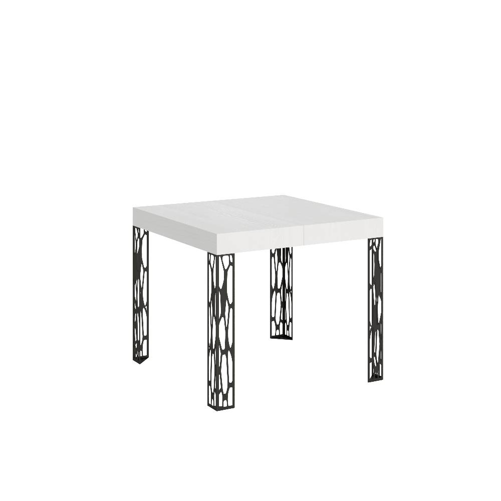 Itamoby Tavolo Ghibli Allungabile piano Bianco Frassino 90×90 Allungato 246 telaio Antracite