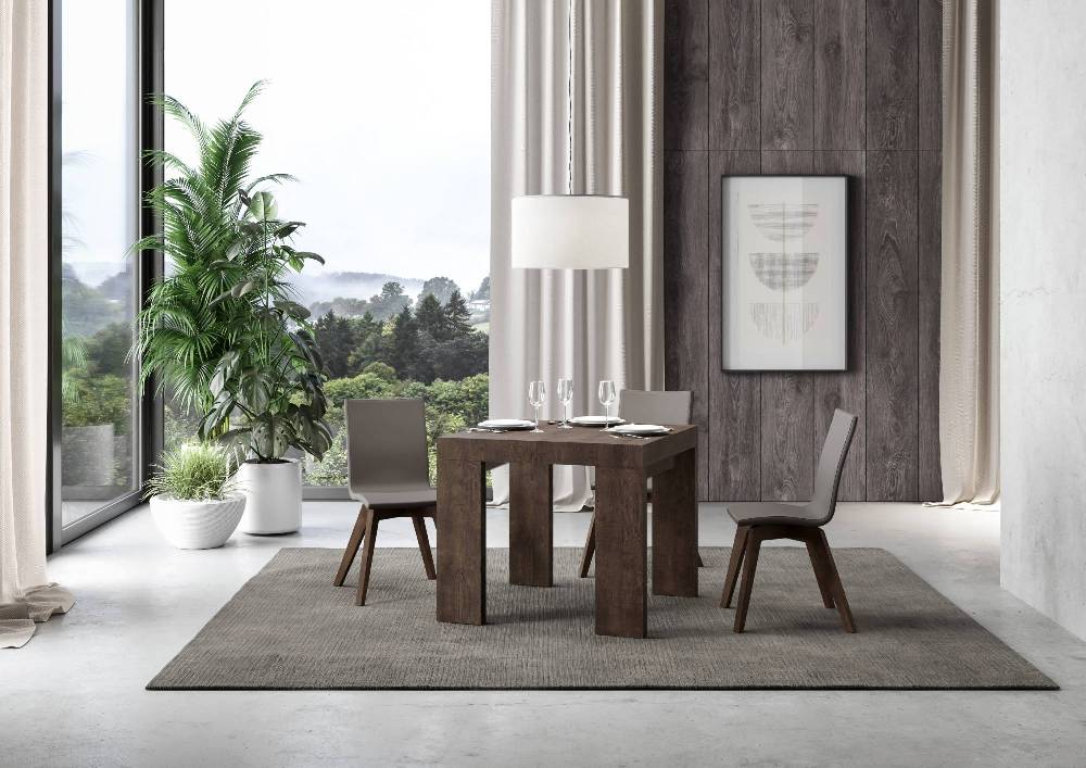 Itamoby Tavolo Roxell Mix Allungabile Noce 90×90 Allungato 246 Italy