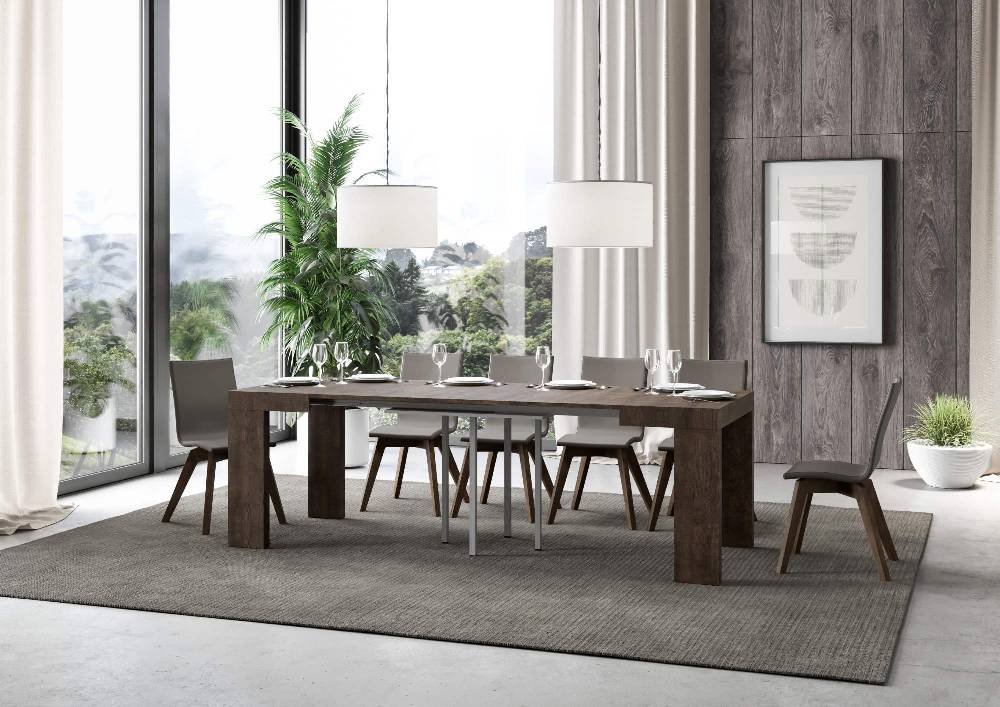 Itamoby Tavolo Roxell Mix Allungabile Noce 90×90 Allungato 246 Italy