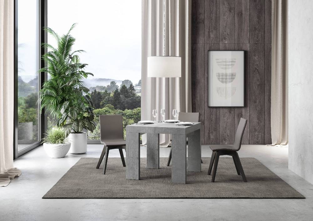Itamoby Tavolo Roxell Allungabile Cemento 90×90 Allungato 246 Italia