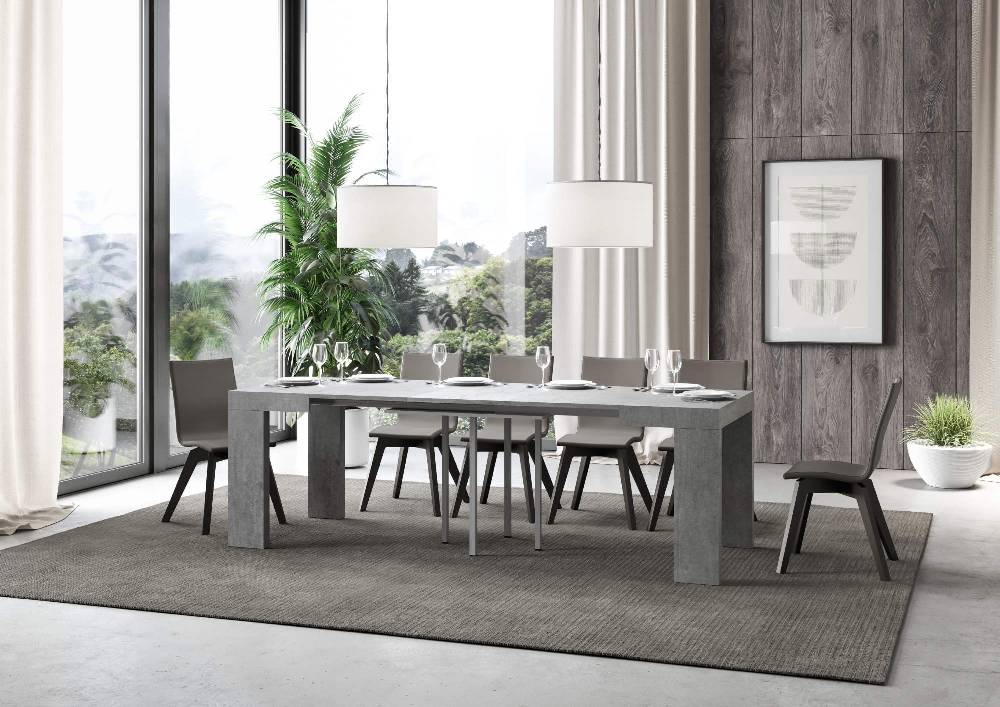 Itamoby Tavolo Roxell Allungabile Cemento 90×90 Allungato 246 Italia