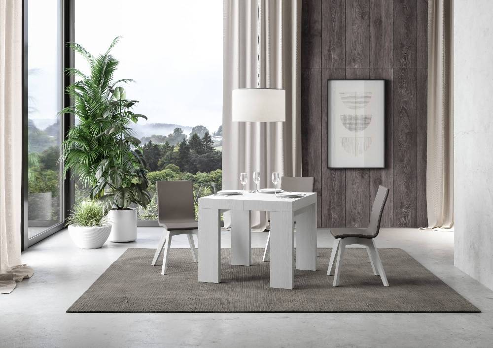 Itamoby Tavolo Roxell Allungabile Bianco Frassino 90×90 Allungato 246 In Linea