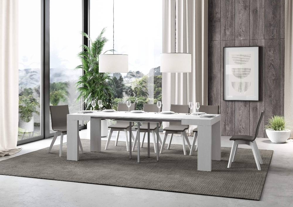 Itamoby Tavolo Roxell Allungabile Bianco Frassino 90×90 Allungato 246 In Linea