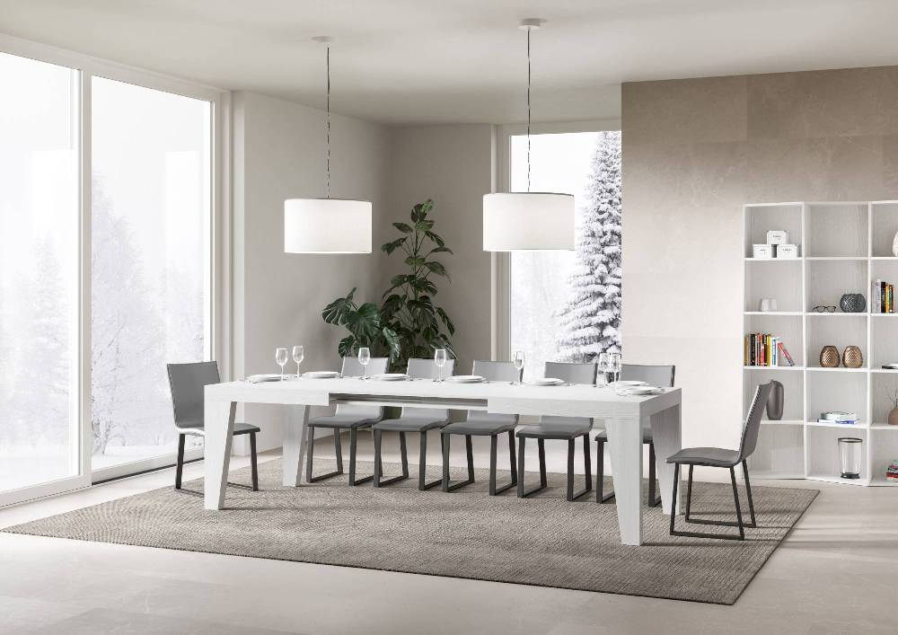 Itamoby Tavolo Naxy Allungabile Bianco Frassino 90×180 Allungato 440 Nuovo