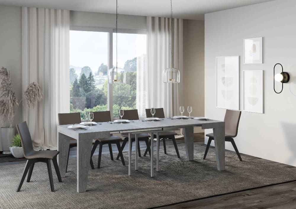 Itamoby Tavolo Naxy Allungabile Cemento 90×90 Allungato 246 Fino al 50% di sconto