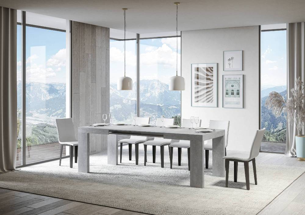Itamoby Tavolo Roxell Allungabile Cemento 90×130 Allungato 390 Trasporto libero internazionale