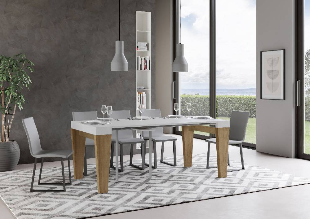 Itamoby Consolle Spimbo Mix Bianco Frassino Gambe Quercia Natura Spedizione Gratuita