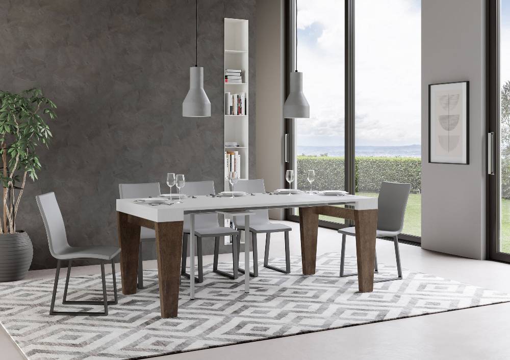 Itamoby Consolle Spimbo Mix Piano Bianco Frassino Gambe Noce Pezzi Unici