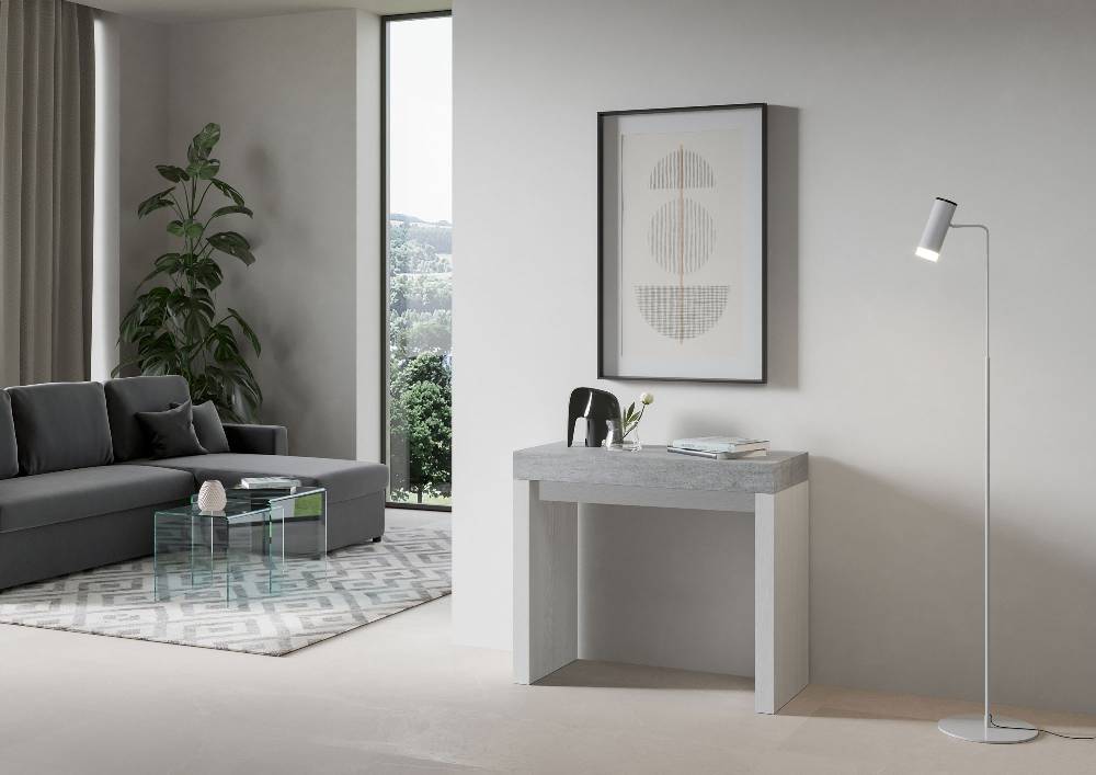 Itamoby Consolle Roxell Mix Small Piano Cemento Gambe Bianco Frassino Fino Al -60%