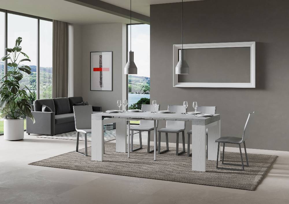Itamoby Consolle Roxell Mix Small Piano Cemento Gambe Bianco Frassino Fino Al -60%