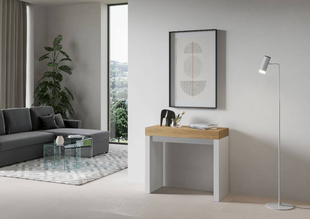 Itamoby Consolle Roxell Mix Small Piano Quercia Natura Gambe Bianco Frassino Shopping Online