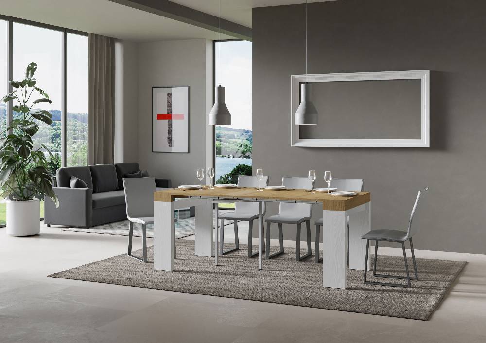Itamoby Consolle Roxell Mix Small Piano Quercia Natura Gambe Bianco Frassino Shopping Online