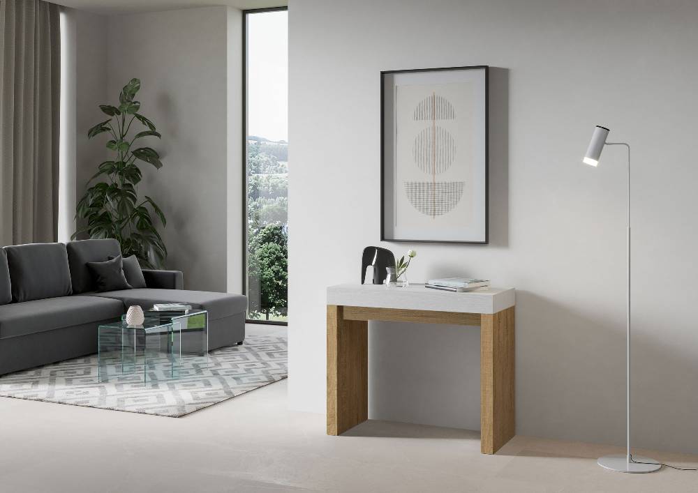 Itamoby Consolle Roxell Mix Small Piano Bianco Frassino Gambe Quercia Natura Sottocosto