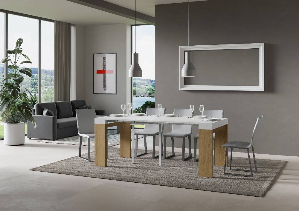 Itamoby Consolle Roxell Mix Small Piano Bianco Frassino Gambe Quercia Natura Sottocosto