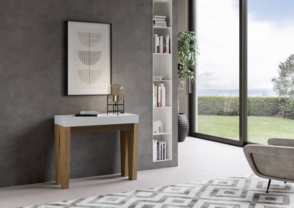 Itamoby Consolle Spimbo Mix Small Piano Bianco Frassino Gambe Quercia Natura Economico