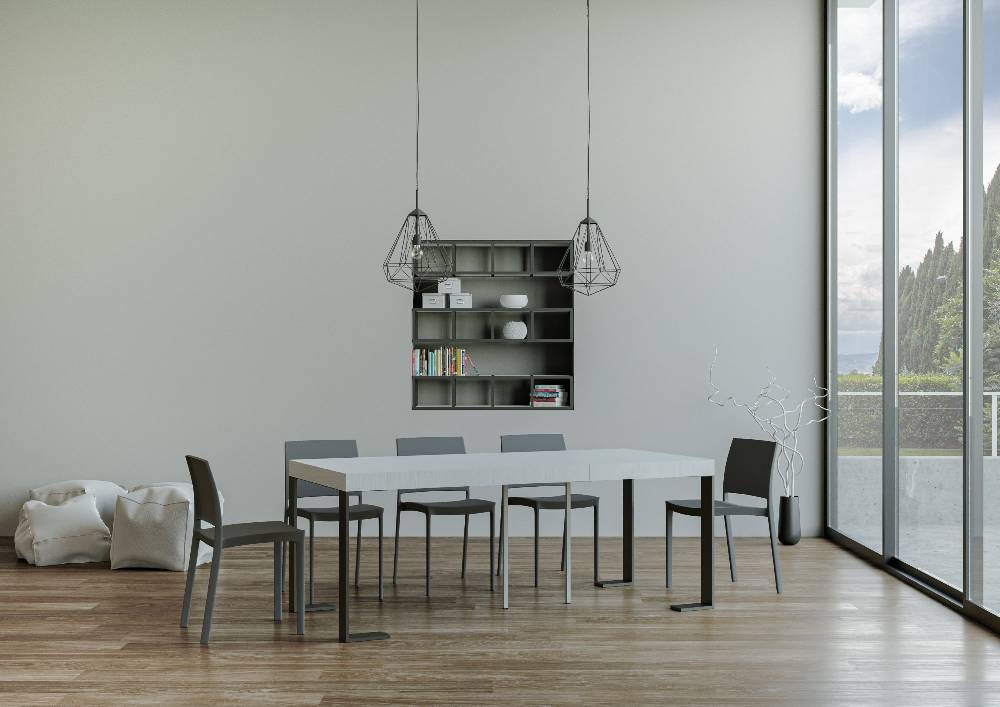 Itamoby Consolle Tecno Premium Bianco Frassino telaio Antracite Enormi risparmi