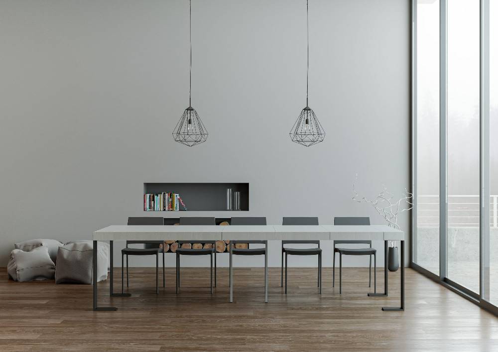 Itamoby Consolle Tecno Premium Bianco Frassino telaio Antracite Enormi risparmi
