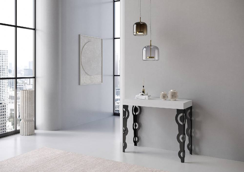 Itamoby Consolle Karamay Small Premium Bianco Frassino telaio Antracite Spedizione gratuita