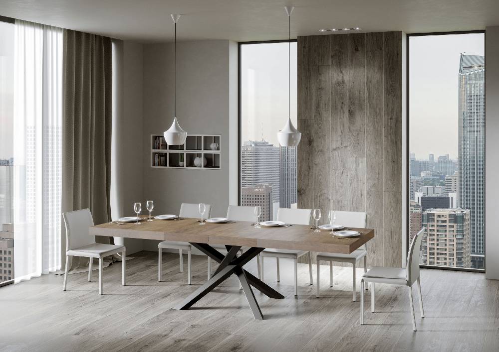 Itamoby Tavolo allungabile 90×160/264 cm Volantis Premium Noce telaio Antracite Consegna Veloce