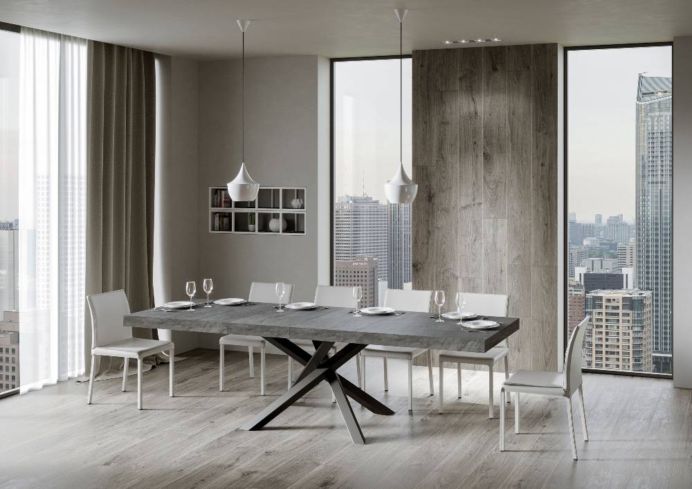 Itamoby Tavolo allungabile 90×160/264 cm Volantis Premium Cemento telaio Antracite Promozione Limitata