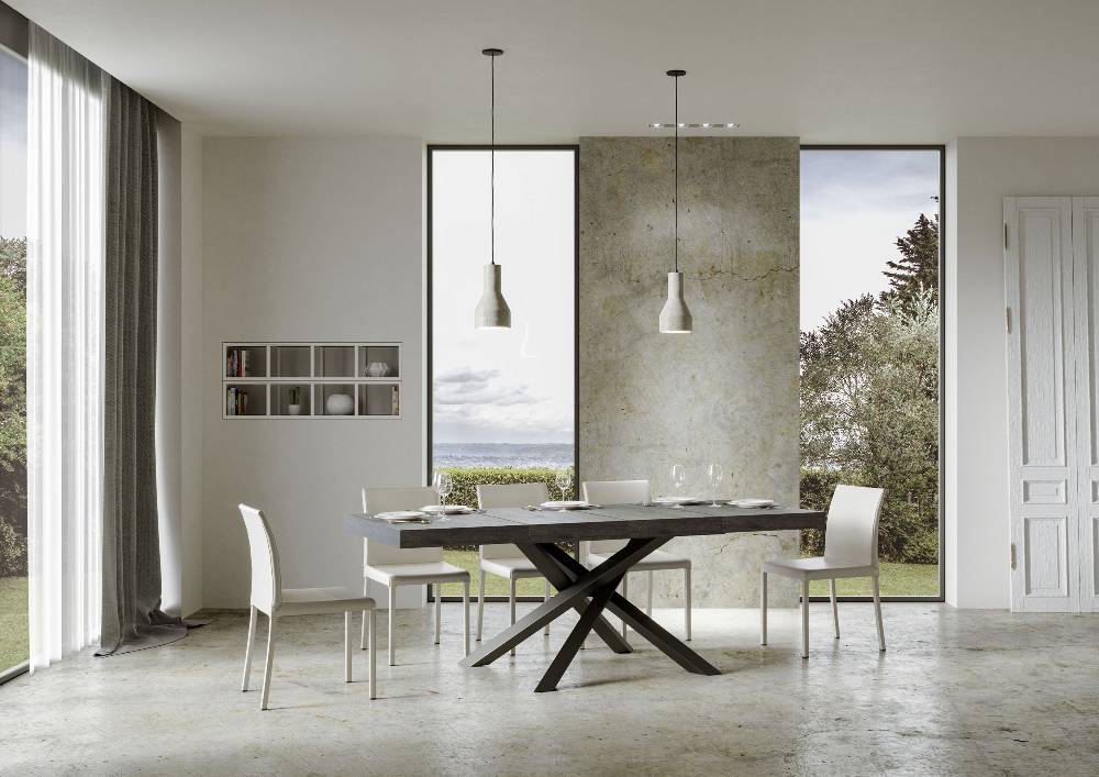 Itamoby Tavolo allungabile 90×140/244 cm Volantis Premium Cemento telaio Antracite Prezzo Ridotto