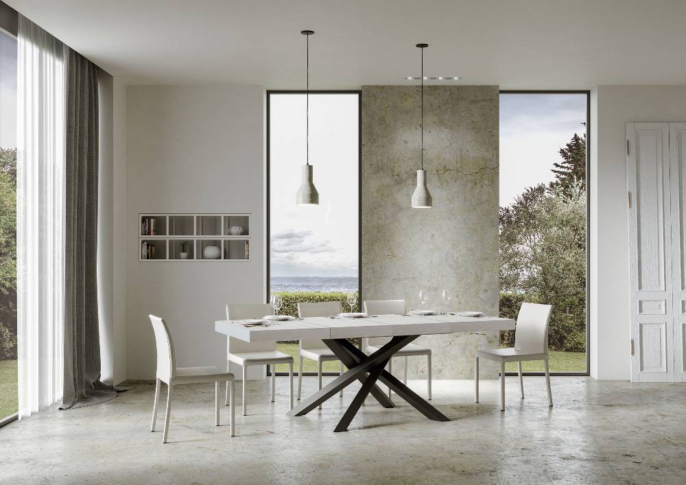 Itamoby Tavolo allungabile 90×140/244 cm Volantis Premium Bianco Frassino telaio Antracite Convenienza