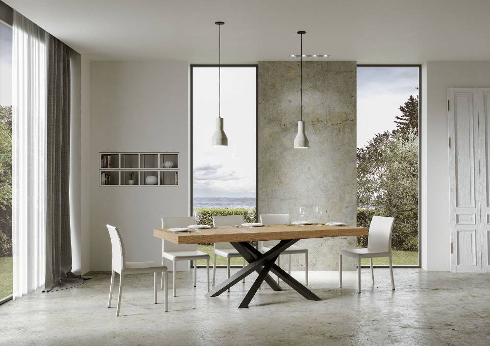 Itamoby Tavolo allungabile 90×120/224 cm Volantis Premium Quercia Natura telaio Antracite Outlet