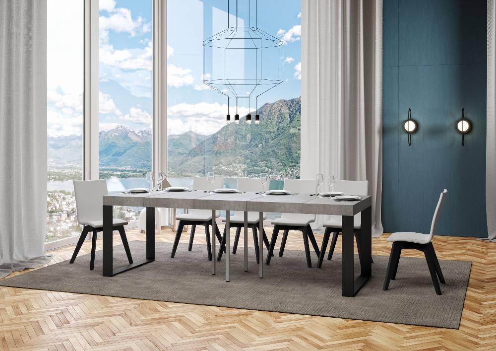 Itamoby Tavolo allungabile 90×90/246 cm Tecno Premium Cemento In Saldo