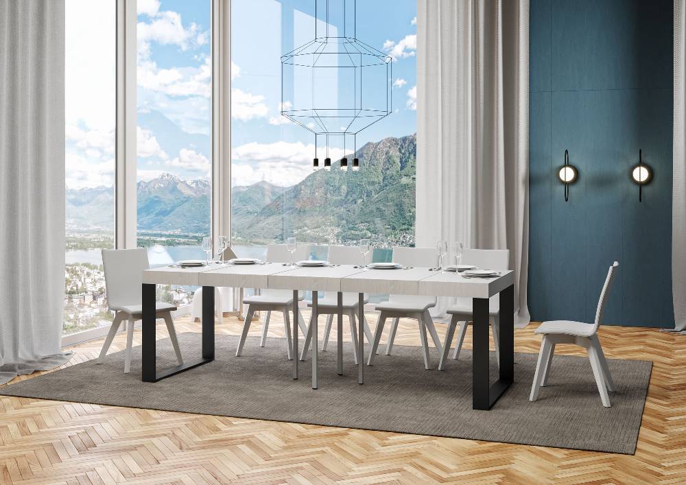 Itamoby Tavolo allungabile 90×90/246 cm Tecno Premium Bianco Frassino Moda