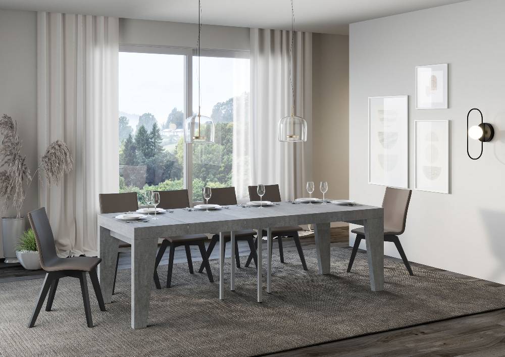 Itamoby Tavolo allungabile 90×90/246 cm Naxy Premium Cemento Latest stili