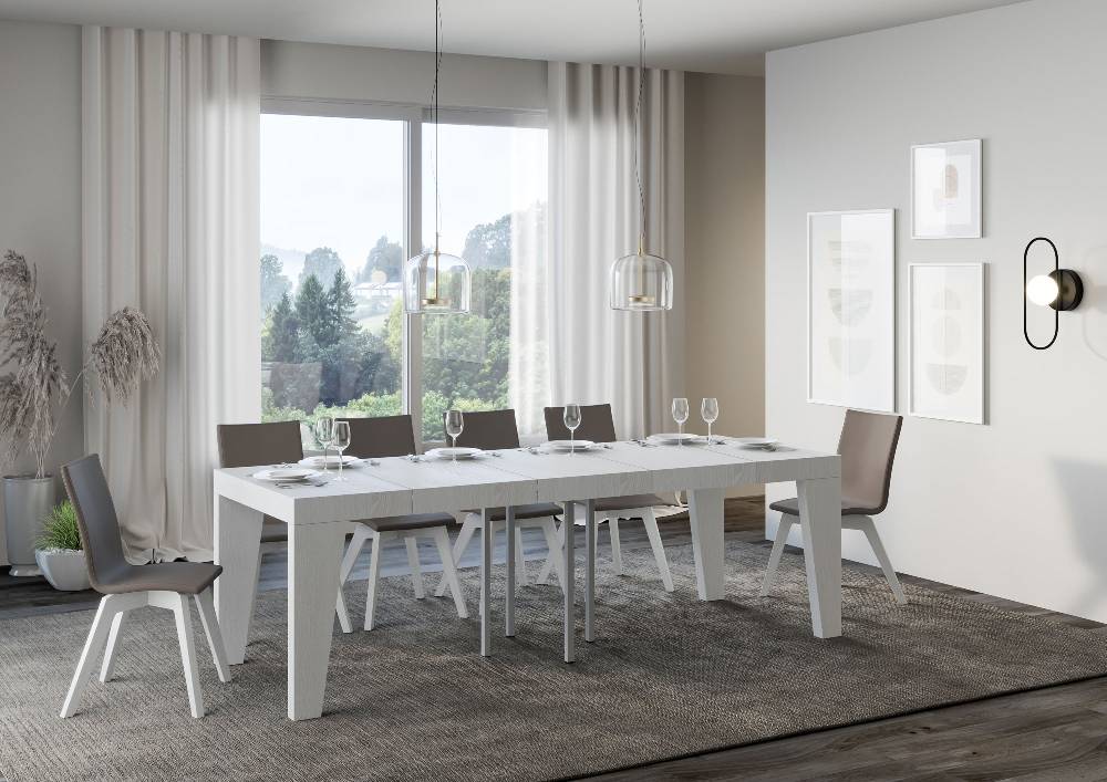 Itamoby Tavolo allungabile 90×90/246 cm Naxy Premium Bianco Frassino Ultimo giorno