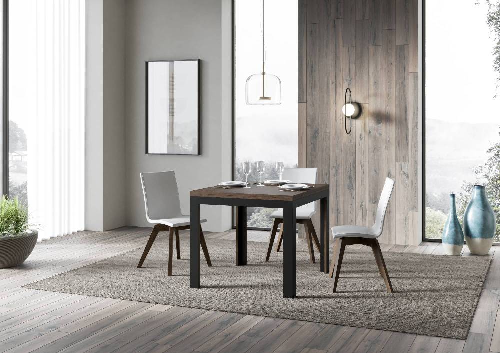 Itamoby Tavolo Linea Libra Noce 90×90 Allungato 90×180 telaio Antracite Offerta speciale della fabbrica