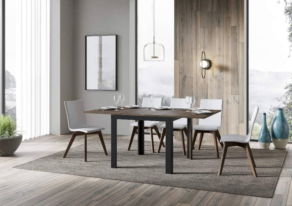 Itamoby Tavolo Linea Libra Noce 90×90 Allungato 90×180 telaio Antracite Offerta speciale della fabbrica