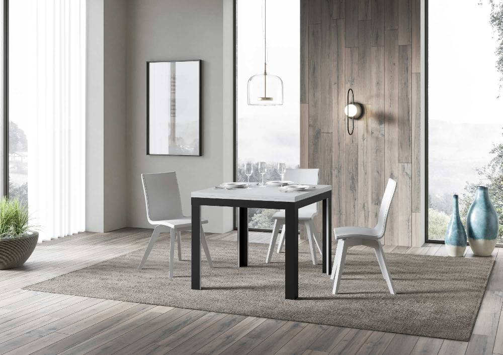 Itamoby Tavolo Linea Libra Bianco Frassino 90×90 Allungato 90×180 telaio Antracite Fino al 55% di sconto