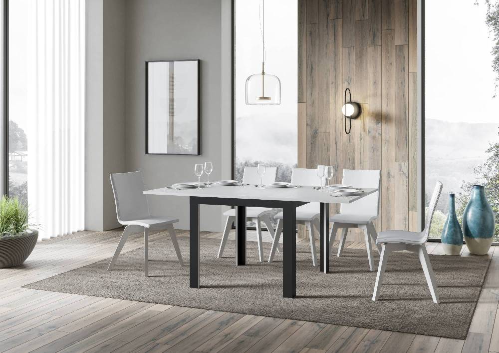 Itamoby Tavolo Linea Libra Bianco Frassino 90×90 Allungato 90×180 telaio Antracite Fino al 55% di sconto