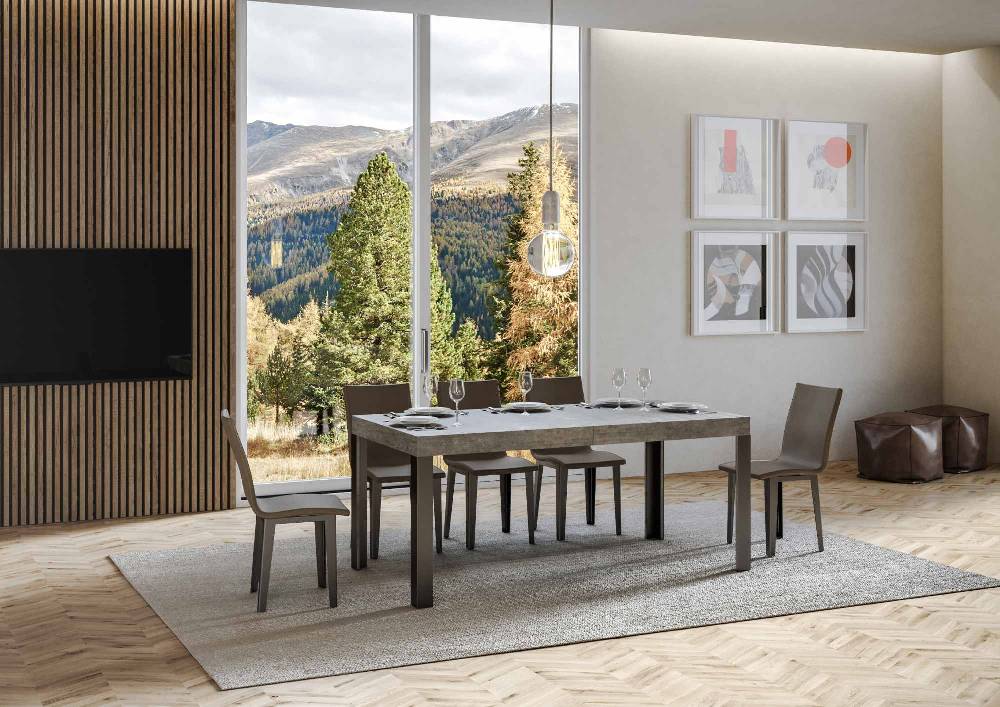Itamoby Tavolo Linea Allungabile piano Cemento 90×180 Allungato 284 telaio Antracite Super sconto