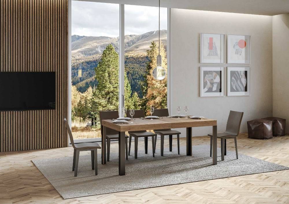 Itamoby Tavolo Linea Allungabile piano Quercia Natura 90×180 Allungato 284 telaio Antracite Enormi sconti