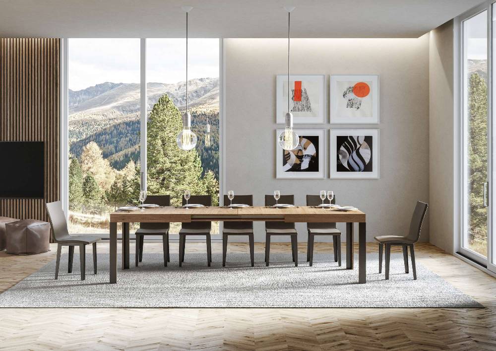 Itamoby Tavolo Linea Allungabile piano Quercia Natura 90×180 Allungato 284 telaio Antracite Enormi sconti