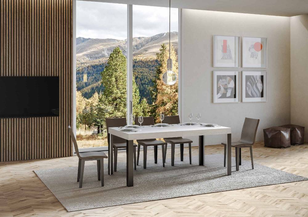 Itamoby Tavolo Linea Allungabile piano Bianco Frassino 90×180 Allungato 284 telaio Antracite 50% di sconto con spedizione gratuita