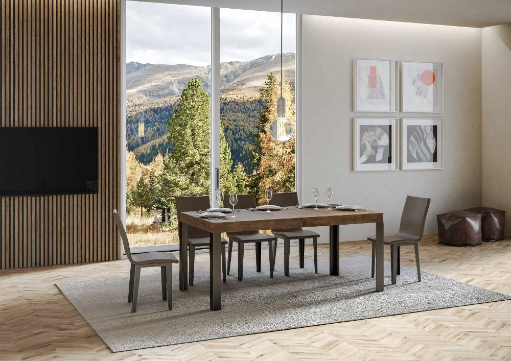 Itamoby Tavolo Linea Allungabile piano Noce 90×160 Allungato 264 telaio Antracite Trasporto libero internazionale