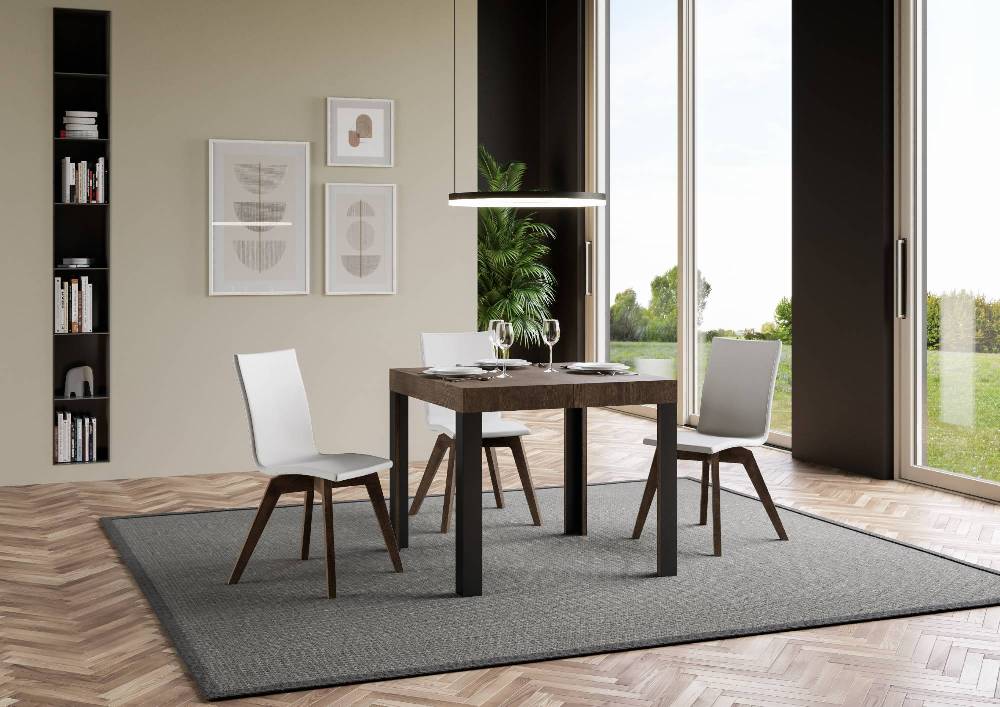 Itamoby Tavolo Linea Allungabile piano Noce 90×90 Allungato 246 telaio Antracite Sconti questo mese