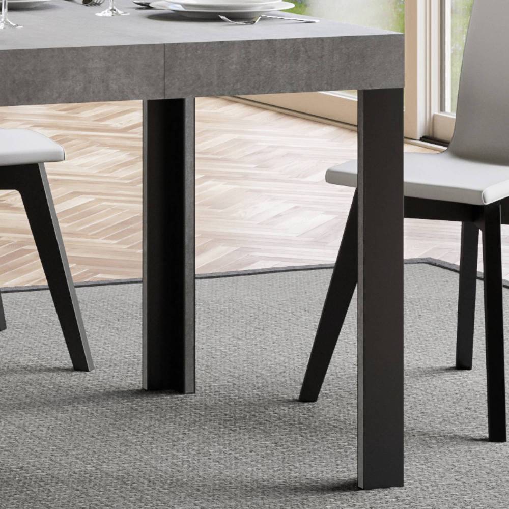 Itamoby Tavolo Linea Allungabile piano Cemento 90×90 Allungato 246 telaio Antracite 2025
